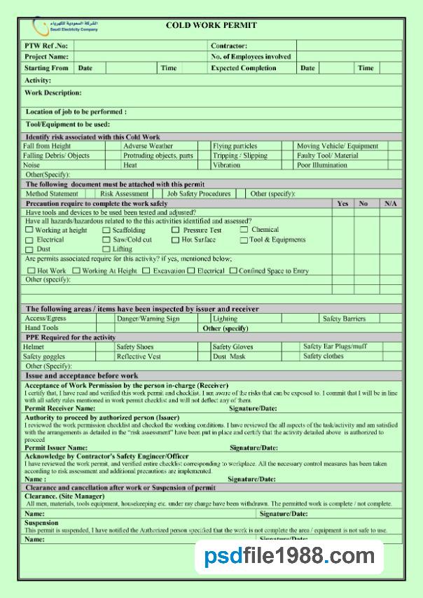 Saudi Arabia Electricity Company Work Permit
